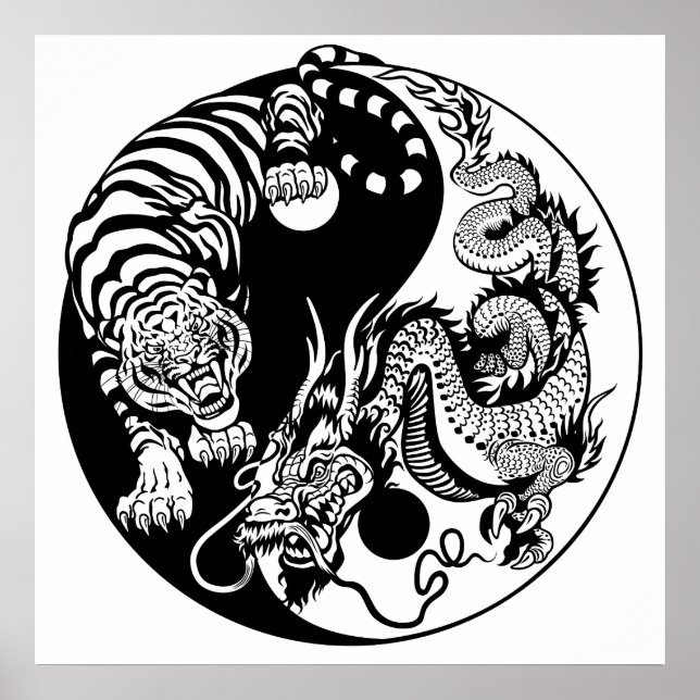 Poster dragon and tiger yin yang (Devant)