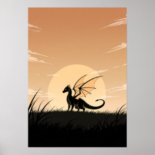 Poster Dragon Anime Minimaliste