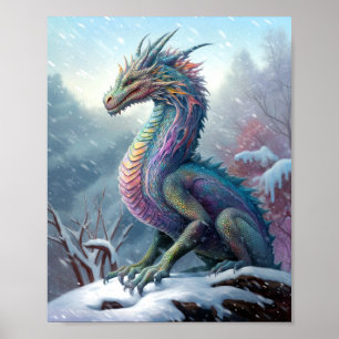 Poster Dragon Arc En Ciel Dans L'Art De L'Imaginaire De N