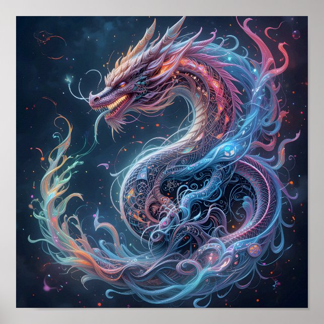 Poster Dragon arc-en-ciel harmonie un (Devant)