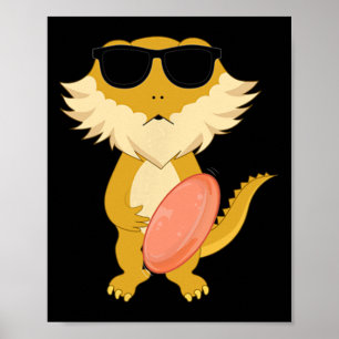 Poster Dragon barbu drôle portant des lunettes de soleil 
