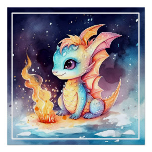 Poster Dragon bébé mignon cristallisé