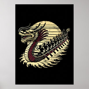 Poster Dragon Boat Racing - Équipe Vintage de Dragon Boat