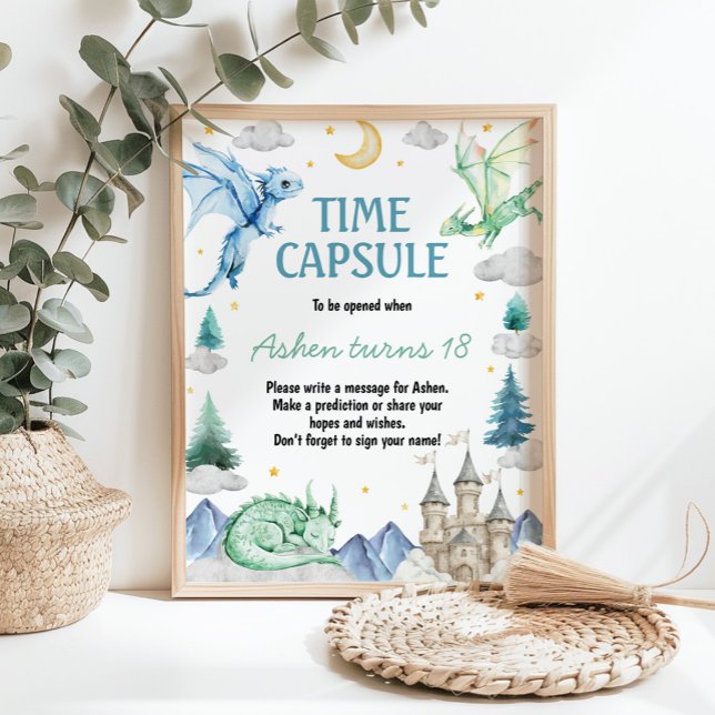 Poster Dragon Boy Birthday Time Capsule Sign (Créateur téléchargé)