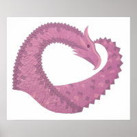 Dragon cardiaque mauve sur blanc