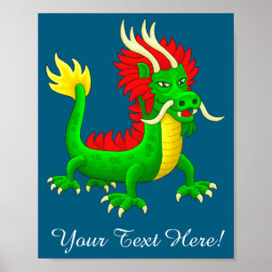Poster Dragon Chinois Coloré