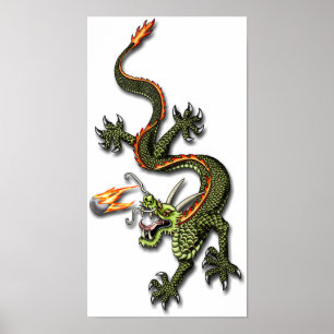 Poster Dragon chinois et Pearl