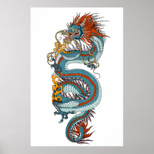 Poster Dragon chinois traditionnel