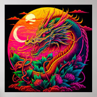 Dragon chinois traditionnel Design coloré