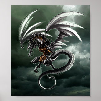 Poster Dragon ciel foncé