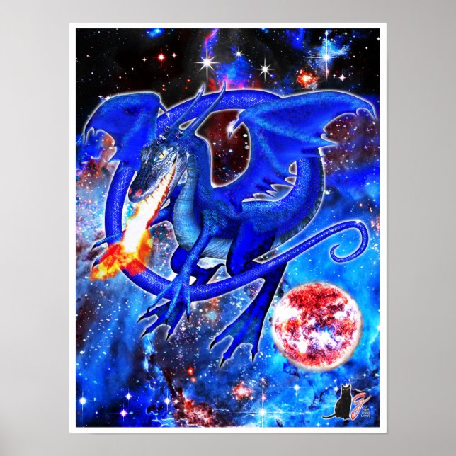 Poster Dragon cosmique azurite (Devant)
