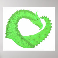 Dragon de coeur vert citron blanc