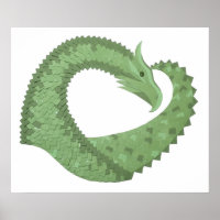 Dragon de coeur vert olive blanc