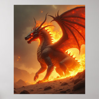 Poster Dragon de Feu d'Enfer Brûlant de Soleil
