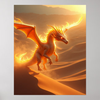 Poster Dragon de Feu Désert en Flammes