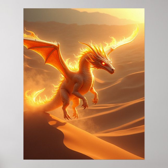 Poster Dragon de Feu Désert en Flammes (Devant)