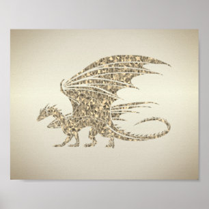 Poster Dragon de mosaïque Extraordinaire Golden