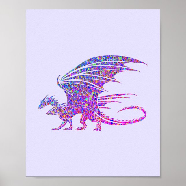 Poster Dragon de mosaïque Extraordinaire violet (Devant)