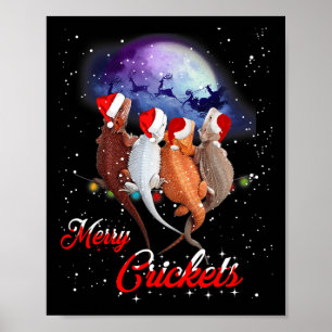 Poster Dragon de Noël Drôle, Joyeux Crickets