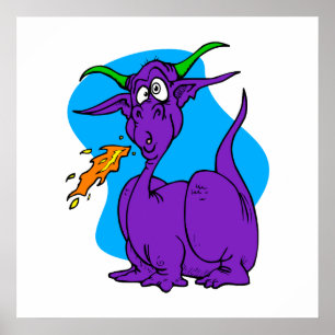 Poster Dragon de pourpre de Sneezer de flamme