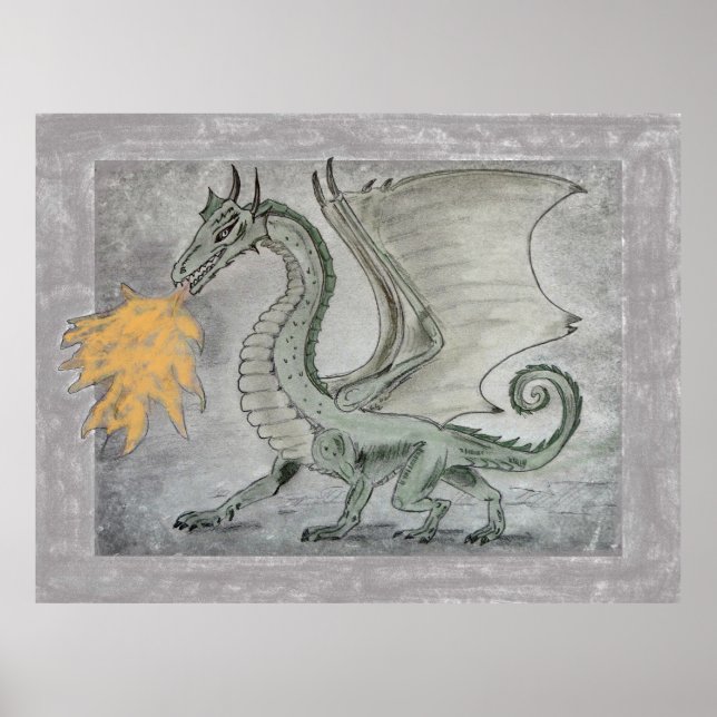 Poster Dragon de respiration incendie (Devant)
