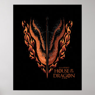 Poster Dragon en flammes derrière l'épée