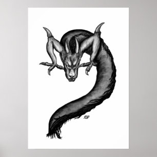 Poster Dragon en style tatouage