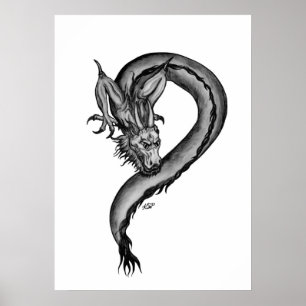 Poster Dragon en style tatouage