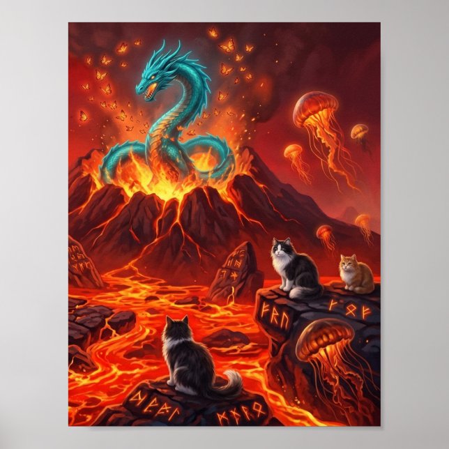 Poster dragon enflammé (Devant)