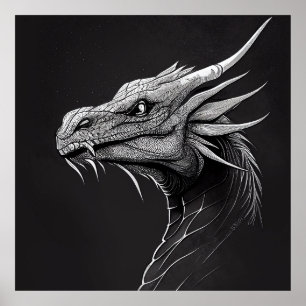 Poster Dragon Fantasstique Nature sauvage Illustration an