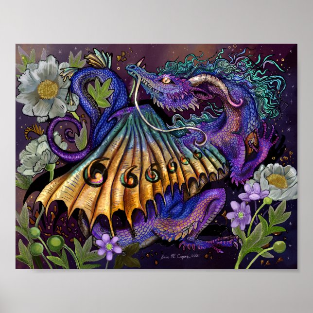 Poster Dragon floral (Devant)