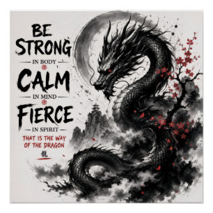 Poster Dragon Fort, Calme & Féroce