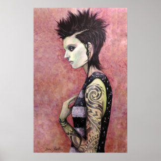 Poster Dragon Girl - Art original de Dori Hartley