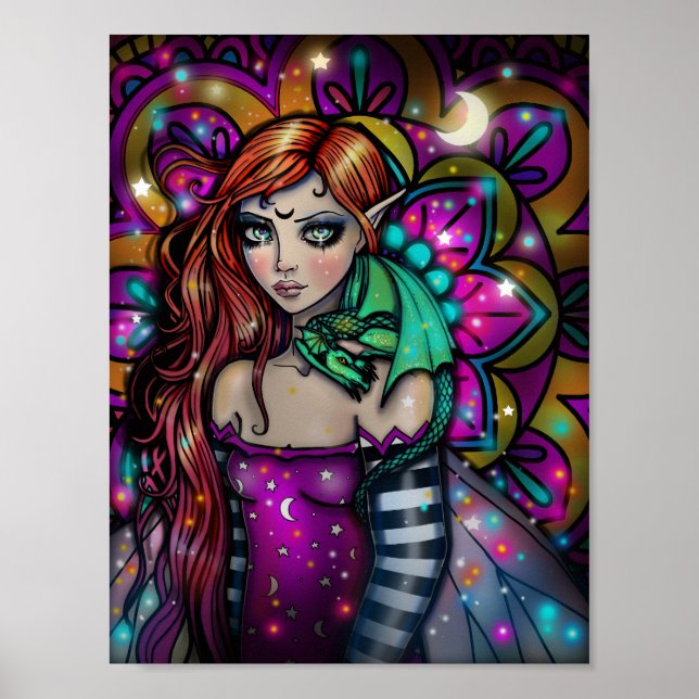 Poster Dragon Girl Imaginaire Art par Molly Harrison (Devant)