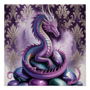 Poster Dragon gothique mystique pourpre