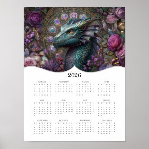 Poster Dragon Imaginaire Art 2026 Calendrier de l'année c
