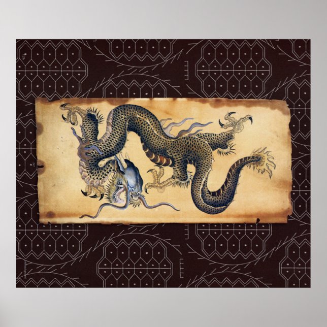 Poster Dragon japonais de tatouage d'art - Imprimer (Devant)