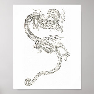 Poster dragon japonais, dragon, imaginaire, dessin