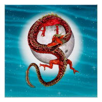 Dragon Lune Rouge Fantastique Artistique