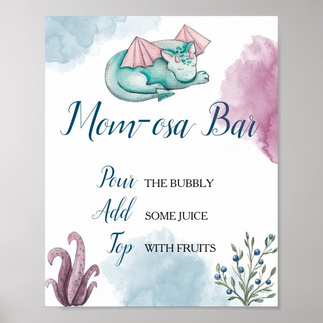 Poster Dragon Mom-osa Bar Mimosa Bar Display Sign (Devant)