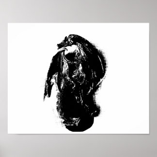 Poster Dragon noir et blanc