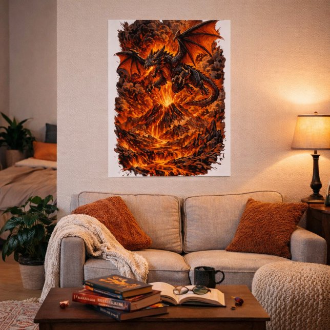 Poster Dragon Over Volcanic Realm (Créateur téléchargé)