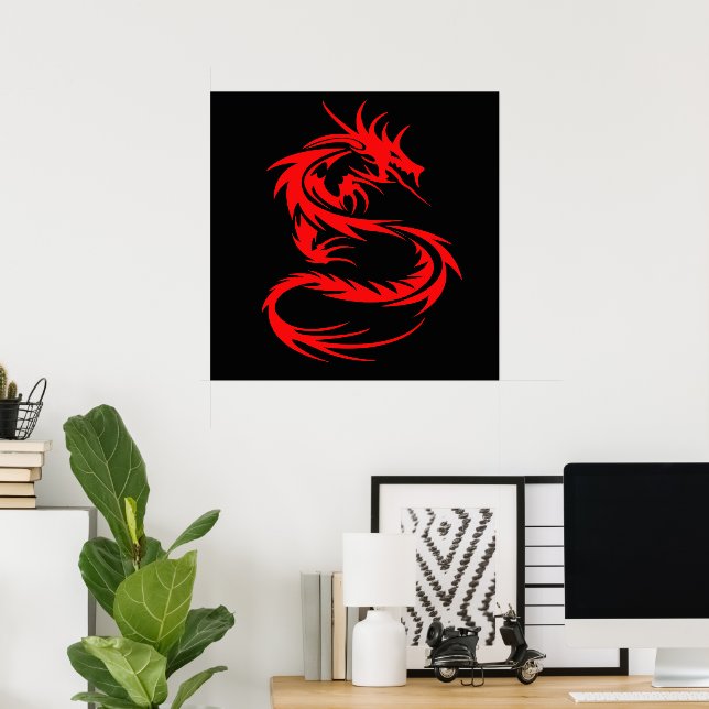 Poster Dragon rouge (Bureau à domicile)