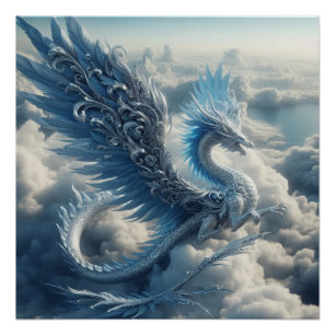 Poster Dragon superbe entouré de nuages