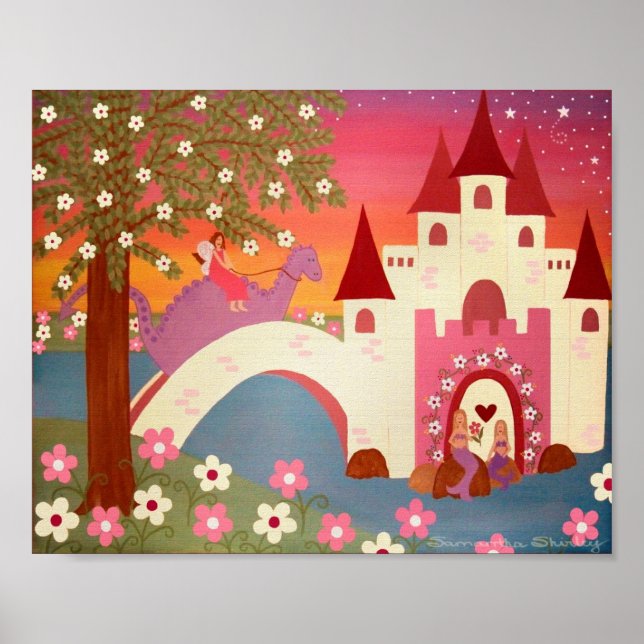Poster Dragon Tales - 8x10 Princess Fairytale Kids Art (Devant)