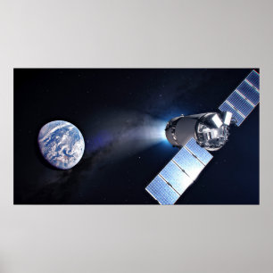 Poster Dragon Xl Spacecraft Avec Planète Terre À Distance