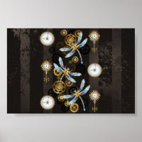 Dragonflies de Steampunk sur arrière - plan rayé b