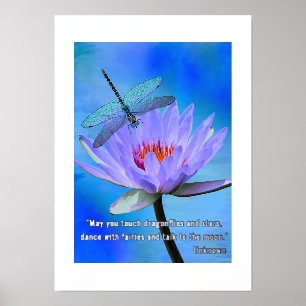 Poster-Dragonfly auf Wasserlilie-Zitat Foliendrucke