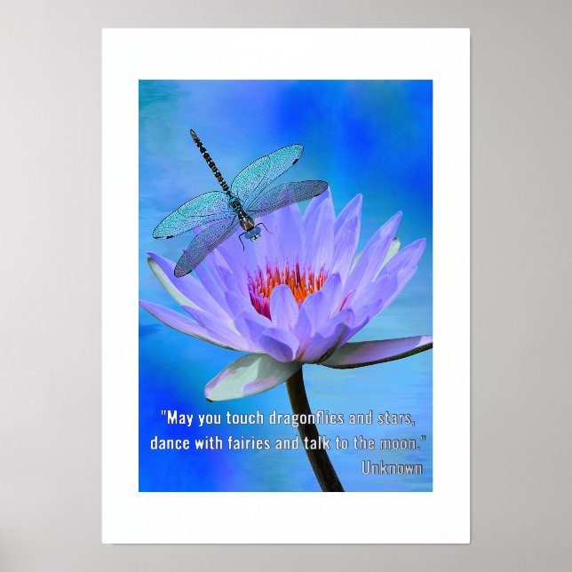 Poster-Dragonfly auf Wasserlilie-Zitat Foliendrucke (Vorderseite)