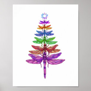 Poster Dragonfly Christmas Tree Chemise Insect Lover Xmas
